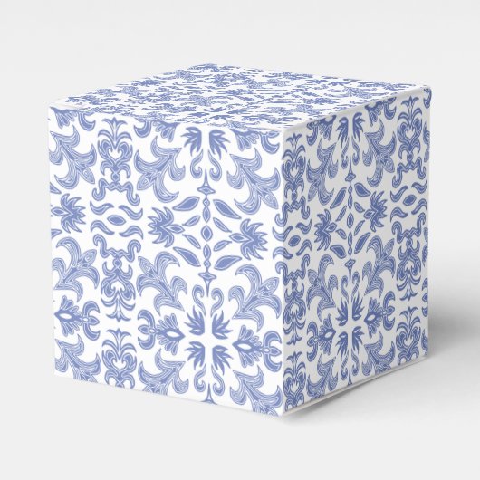 Stoffig Blauw en Wit  Patterned Bedankdoosjes (Voorkant Zijde)