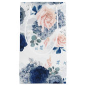 Stoffig Blauw en Zacht Licht Roze Bloemen Elegant Klein Cadeauzakje (Voorkant)