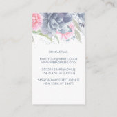 Stoffig Blauw en Zacht Roze Waterverf Floral Elega Visitekaartje (Achterkant)