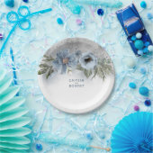 Stoffig Blauw en Zilver Glitter Elegant Modern Papieren Bordje (Feest)