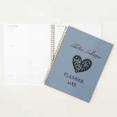 Stoffig Blauw en Zwart Luipaard Patroon Hart Planner (Display)