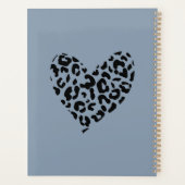 Stoffig Blauw en Zwart Luipaard Patroon Hart Planner (Achterkant)