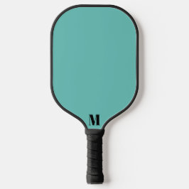 Stoffig Blauw en Zwart Modern Monogram Pickleball Paddle