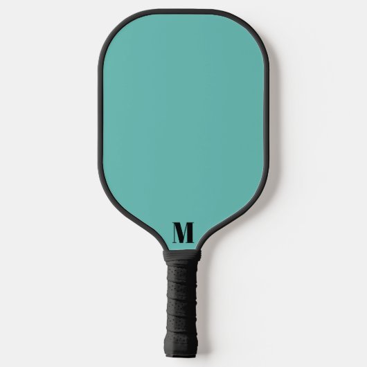 Stoffig Blauw en Zwart Modern Monogram Pickleball Paddle (Achterkant)