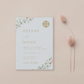 Stoffig Blauw Eucalyptus Elegant Chinees Bruiloft Kaart