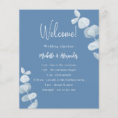 Stoffig blauw eucalyptus huwelijksprogramma (Voorkant)