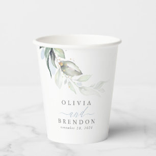 Stoffig blauw Eucalyptus laat groen elegant achter Papieren Bekers