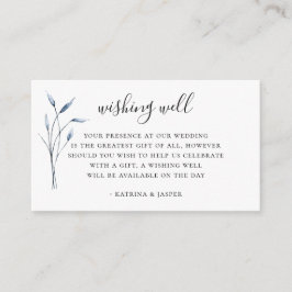 Stoffig Blauw Foliage Bruiloft Wishing Well Informatiekaartje