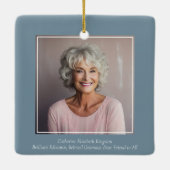 Stoffig Blauw Foto Bloemen Memorial Square Keramisch Ornament (Achterkant)