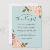 Stoffig Blauw Frans platteland Blush Bloemen bruil Kaart (Voorkant)