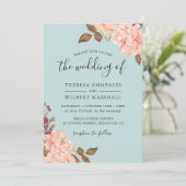 Stoffig Blauw Frans platteland Blush Bloemen bruil Kaart (Staand voorkant)