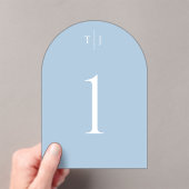 Stoffig blauw gebogen tafel nummer, acryl tafel Ka Acryl Uitnodigingen (Insitu (Draagbaar))