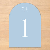 Stoffig blauw gebogen tafel nummer, acryl tafel Ka Acryl Uitnodigingen (Voorkant)