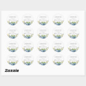 Stoffig Blauw Geel Botanisch Huwelijksgunst Ronde Sticker (Vel)