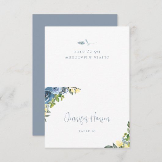 Stoffig Blauw Geel Botanische de Plaatskaart van d (Voorkant / Achterkant)