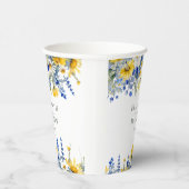 Stoffig Blauw Geel Wildbloemen Bloemen Bloemen Boh Papieren Bekers (Rechts)