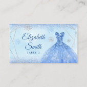 Stoffig Blauw Geometrisch Kerstmis Mis XV Años Plaatskaartje (Achterkant)