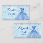 Stoffig Blauw Geometrisch Kerstmis Mis XV Años Plaatskaartje (Voorkant / Achterkant)