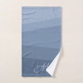 Stoffig Blauw Geometrisch Monogrammed Bad Handdoek (Handdoek)