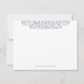 Stoffig blauw   gepersonaliseerd briefpapier notitiekaartje (Voorkant)