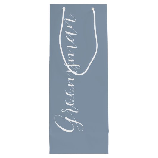 Stoffig blauw gestileerd script bruiloft Groomsman Wijn Cadeautas (Achterkant)