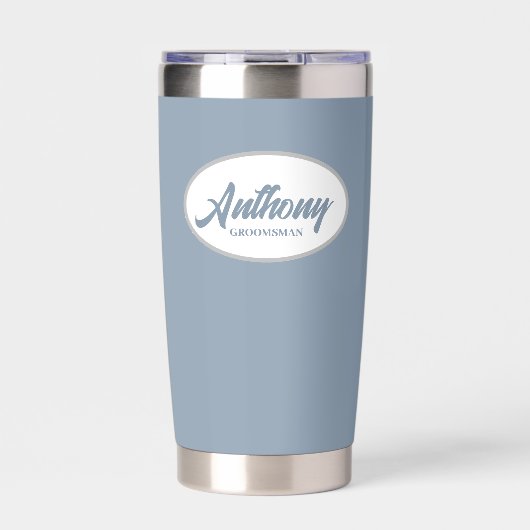 Stoffig blauw gestileerde bruiloftsbruidsjonker geïsoleerde drinkbeker (Voorkant)