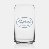 Stoffig blauw gestileerde naam bruidsmeisje glas (Voorkant)