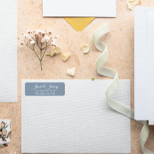 Stoffig blauw gestileerde namen bruiloft retour ad