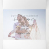 Stoffig Blauw Goud Bloemen Fotobruiloft Drieluik Uitnodiging (Binnenkant midden)