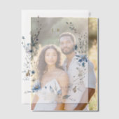 Stoffig Blauw Goud Bloemen Spring Bloom Wedding Vellum Uitnodigingen (Offset (Koppel))