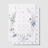 Stoffig Blauw Goud Bloemen Spring Bloom Wedding Vellum Uitnodigingen (Offset (Uitnodiging))