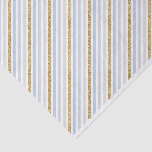 Stoffig blauw goud gestreept weefselpapier tissuepapier (Detail)