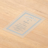 Stoffig Blauw Grieks Lijst Boog Doop Acryl Uitnodigingen (Laagn)