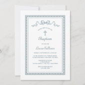 Stoffig Blauw Grieks Lijst Boog Doop Kaart (Voorkant)