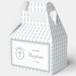 Stoffig Blauw Grieks Lijst Doop Big Gable Bedankdoosjes