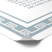 Stoffig Blauw Grieks Lijst Doop Zitting Grafiek Poster (Hoek)