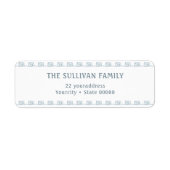 Stoffig blauw Grieks lijst retouradres label (Voorkant)