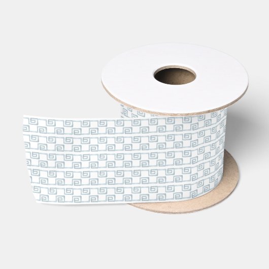 Stoffig blauw Grieks patroon Satijnen Lint (Spoel)