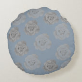 Stoffig Blauw Grijs Bloemgrijs Donker Elegant Clas Rond Kussen (Achterkant)