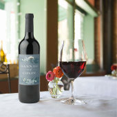 Stoffig Blauw Grijs Winter Bloemen Bruiloft Wijn Etiket