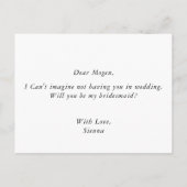 Stoffig blauw groen bladeren bruiloft bruidsmeisje uitnodiging briefkaart (Achterkant)