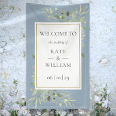 Stoffig Blauw Groen Botanische Bruiloft Welkomstbo Spandoek