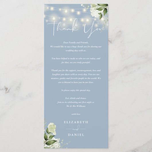 Stoffig Blauw groen bruiloft dank u plaats kaart (Voorkant)