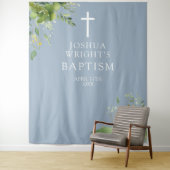 Stoffig blauw groen doop foto achtergrond wandkleed (In situ)