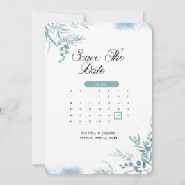 Stoffig blauw groen Eucalyptus Save The Date