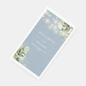 Stoffig Blauw groen String Lights Bruiloft Servet (Hoek)