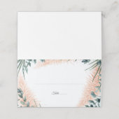 Stoffig Blauw Groen Waterverf Bladblad Bruiloft Plaatskaartje (Buitenkant ongevouwen)