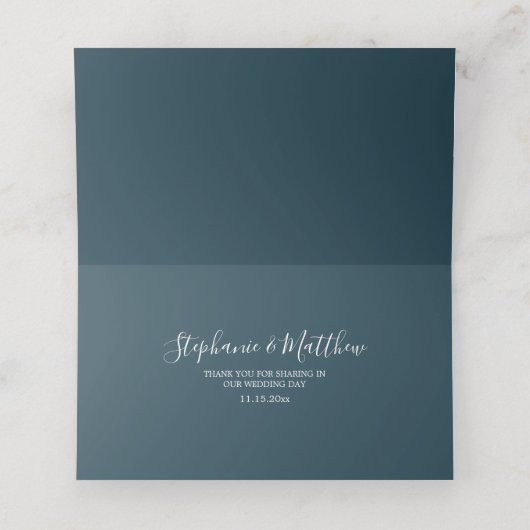 Stoffig Blauw Groen Waterverf Bladblad Bruiloft Plaatskaartje (Binnenkant ongevouwen)