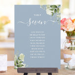 Stoffig Blauw groen Zitplannummer Kaart<br><div class="desc">Deze elegante stoffige blauwe botanische groen bladeren bruiloft tafelnummers kunnen worden gepersonaliseerd met het zitplan van uw gasten in chique typografie. De kaarten zijn op de voor- en achterkant gedrukt (dubbelzijdig). Ontworpen door Thisnotme©</div>