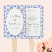  stoffig blauw hand fan bruiloft programma handwaaier